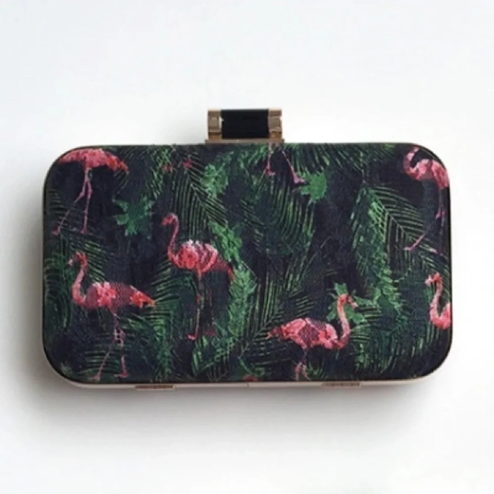 NEW!! Chic Black Flamingo Clutch